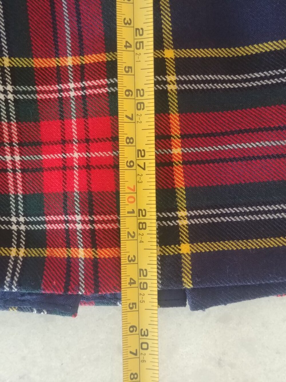 Vintage 100% pure virgin wool Aljean Canada red blue plaid kilt midi skirt M - Picture 12 of 16